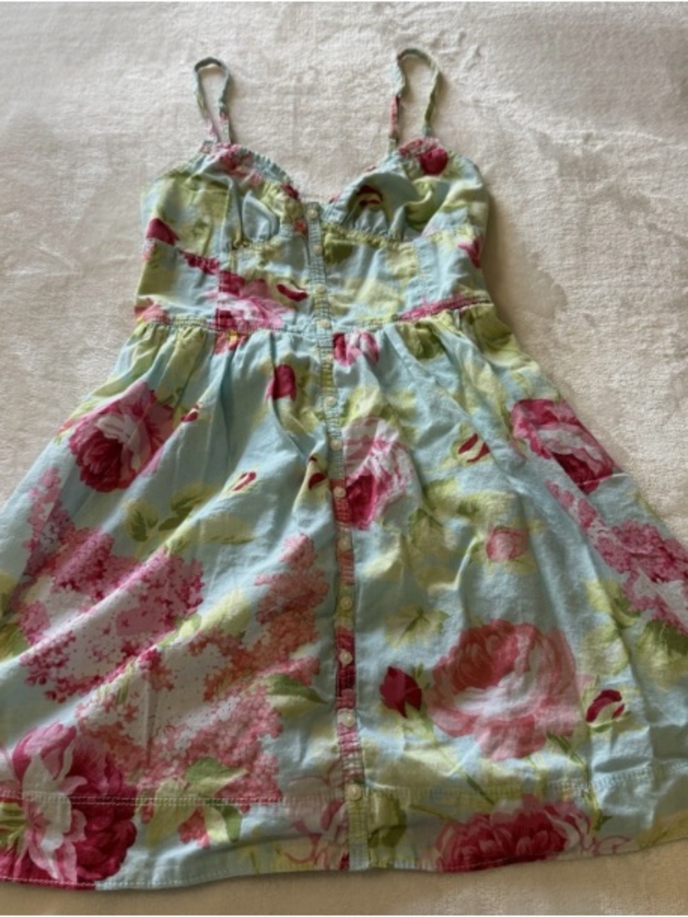 Abercrombie & Fitch Light Blue Floral Button-Front Sundress